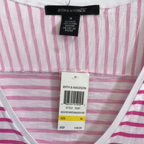 NWT 89th & Madison pink n white striped sailor shirt 👚 perfect with jeans! - Picture 2 of 7
